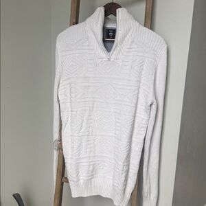 Fried Denim White Ribbed Sweater